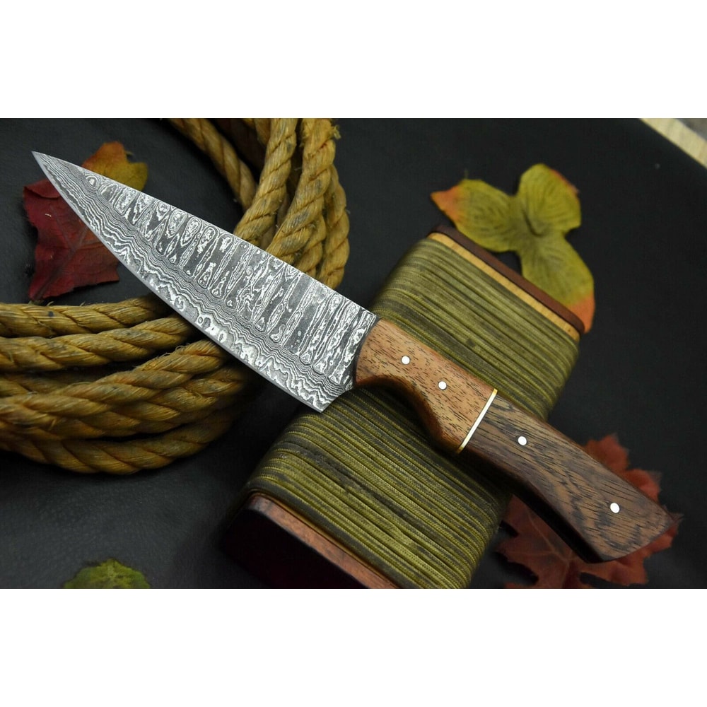 Damascus Steel Chef Knife 8 Inch Elegant Walnut Wood Handle 0