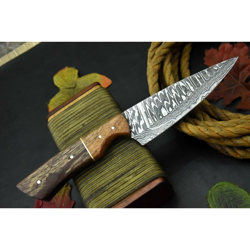 Damascus Steel Chef Knife 8 Inch Elegant Walnut Wood Handle 1