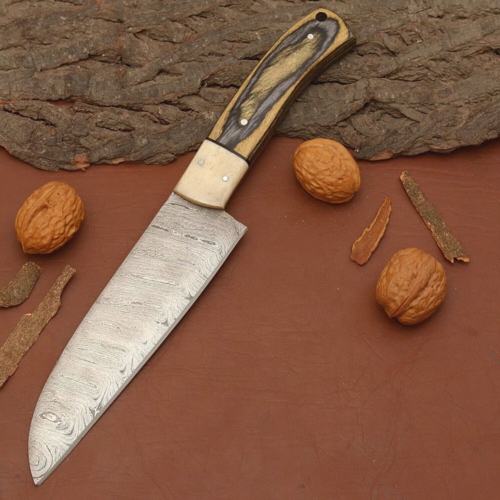 Handmade Damascus Chef Knife 12 Sharp Kitchen Knife With Wooden Grip Sheath 1