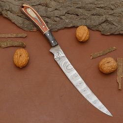 damascus steel kitchen knife – 7 inch handmade chef knife with wood handle