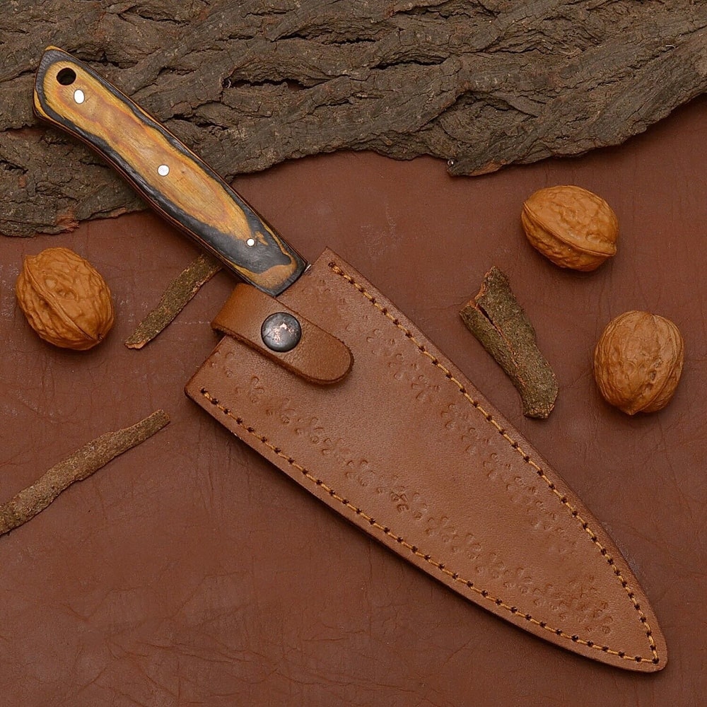 Damascus Steel Chef Knife Handmade Kitchen Knife With Natural Wood Handle 3