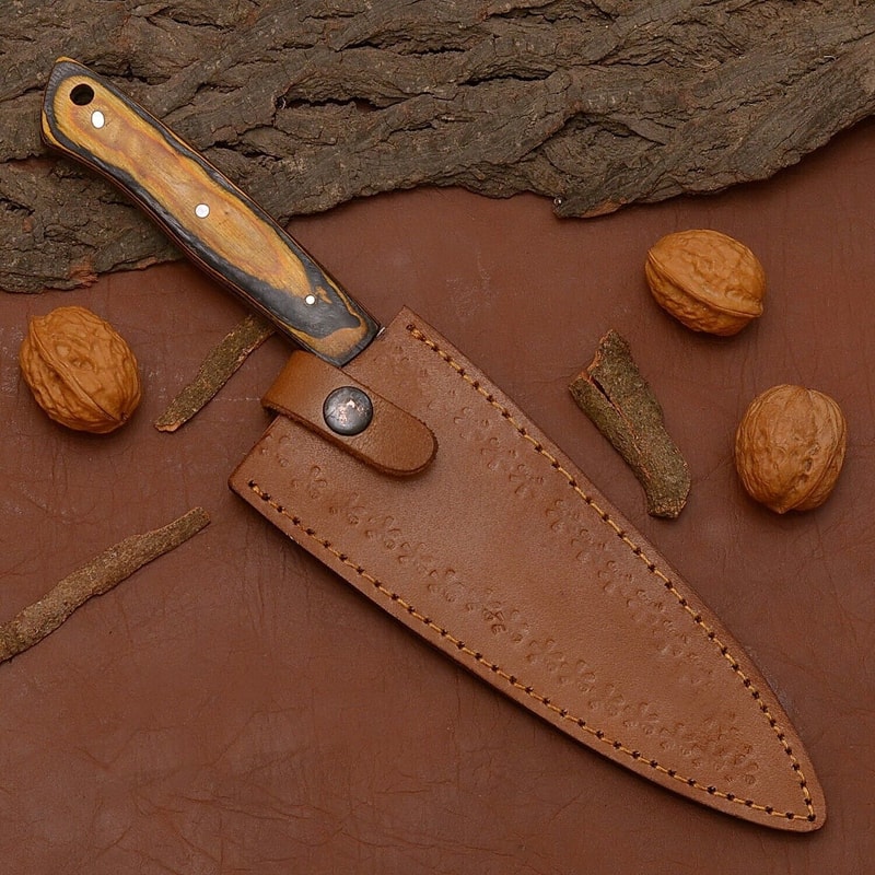 Damascus Steel Chef Knife Handmade Kitchen Knife With Natural Wood Handle 3