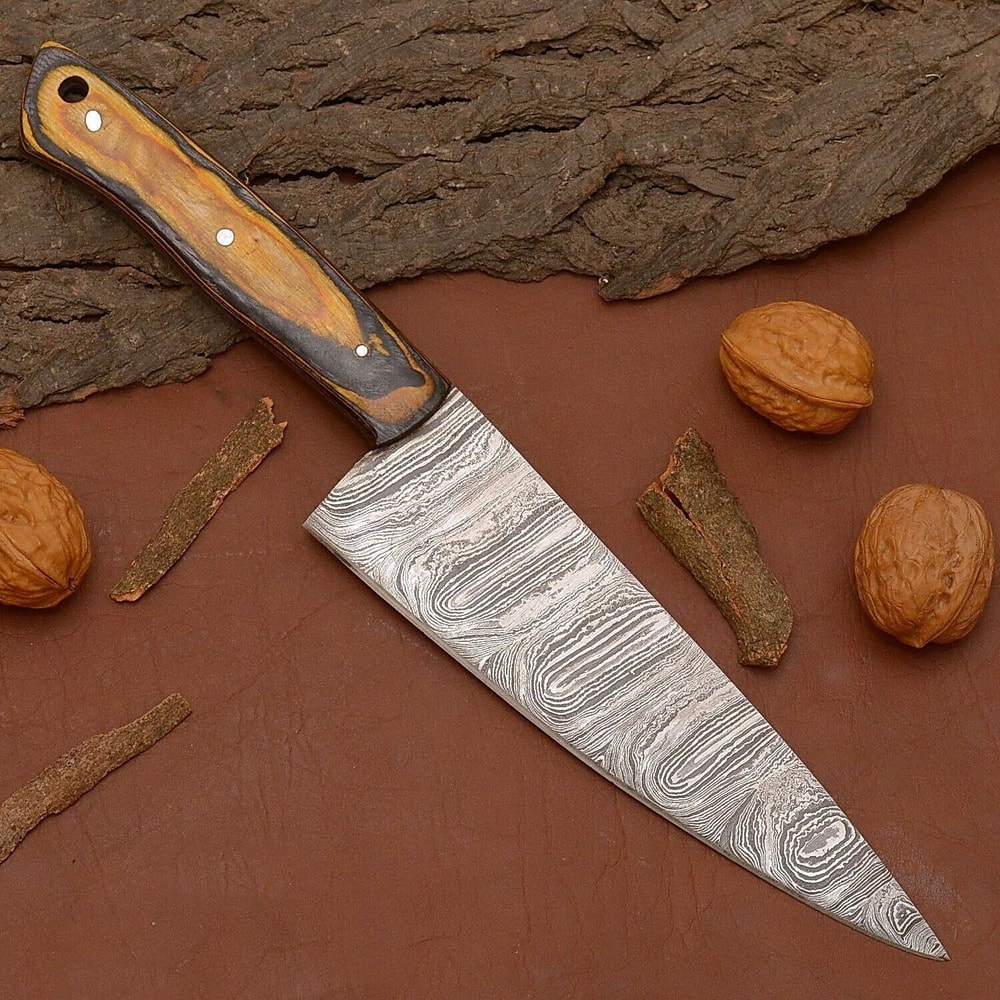 Damascus Steel Chef Knife Handmade Kitchen Knife With Natural Wood Handle 1