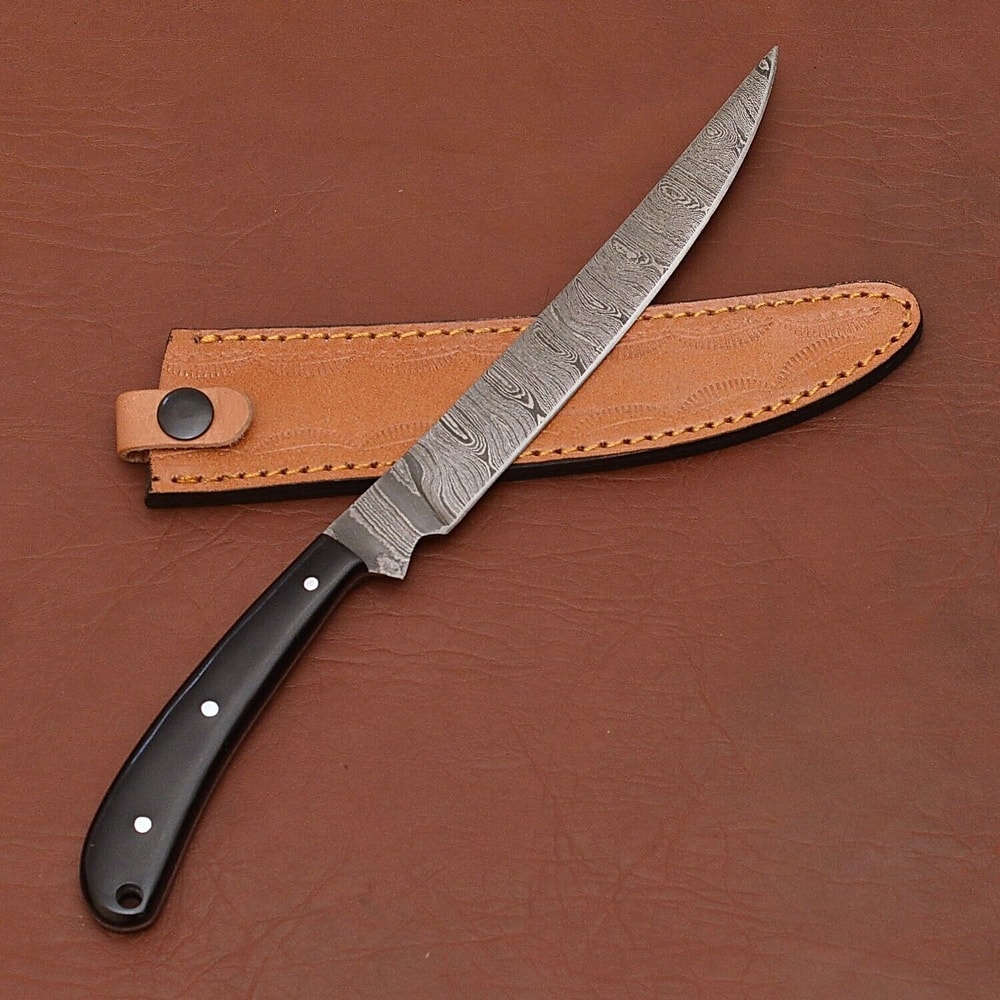 Artisan Damascus Steel Knife Custom Made Chef Knife With Leather Sheath 3