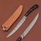 Artisan Damascus Steel Knife Custom Made Chef Knife With Leather Sheath 0