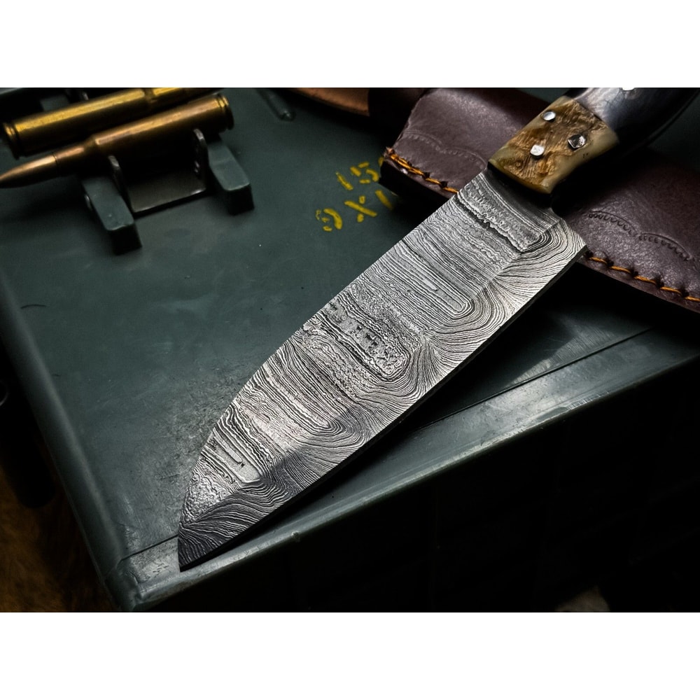 Artisan Damascus Steel Knife Custom Made Chef Knife With Leather Sheath 3