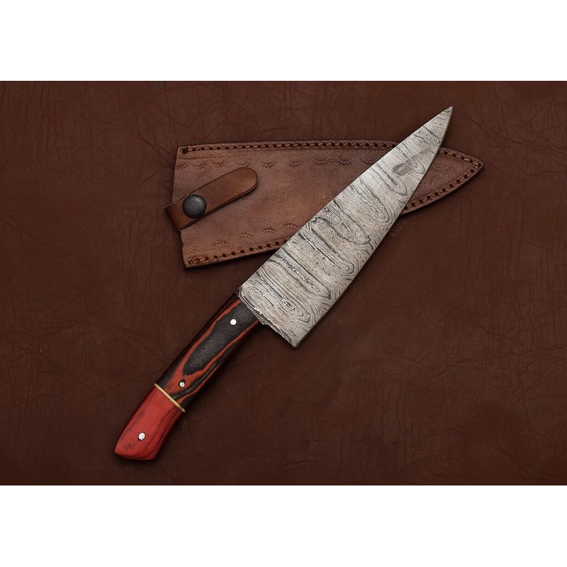 Damascus Steel Cooking Knife Handmade 7 Inch Chef Knife With Wooden Grip 1