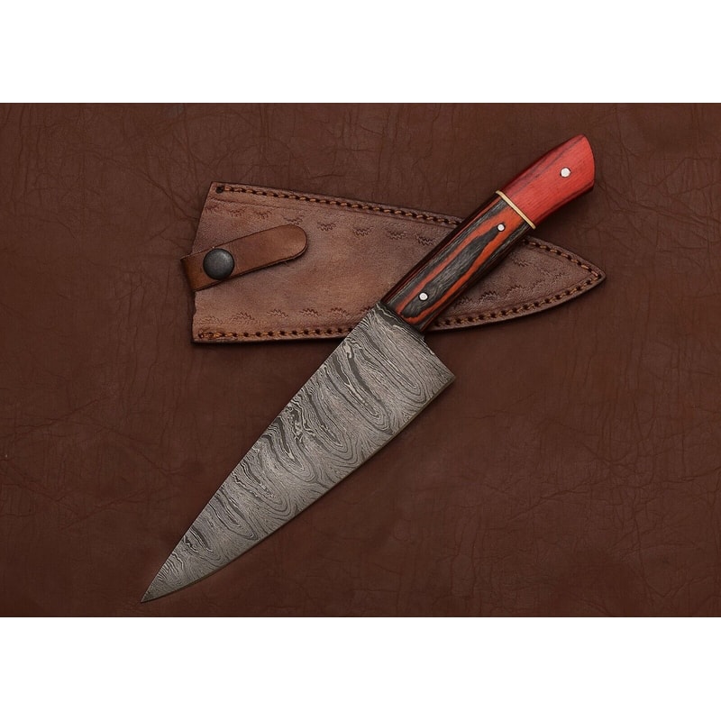Damascus Steel Cooking Knife Handmade 7 Inch Chef Knife With Wooden Grip 2