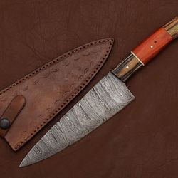 custom handmade damascus kitchen knife – outdoor cooking & chef tool
