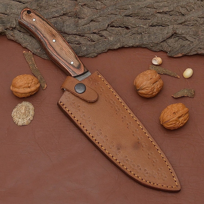 Master Chef Damascus Steel Knife Handmade 7 Inch Kitchen Blade With Sheath 3