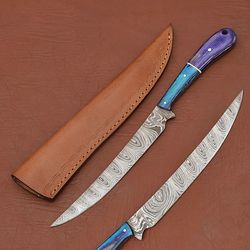 luxury handmade damascus steel chef knife – wooden handle cooking knife
