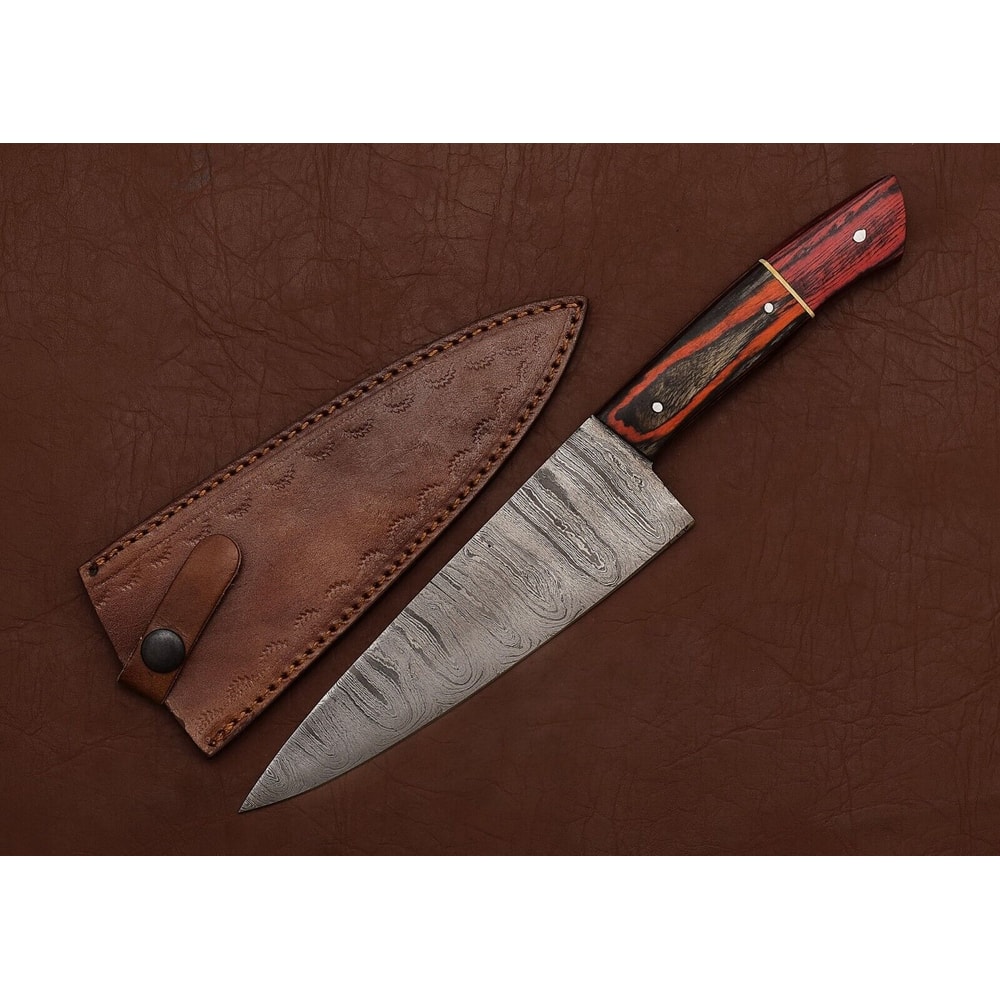 Handmade Damascus Steel Fillet Knife Wooden Handle Chef Knife For Cooking Hunting 0