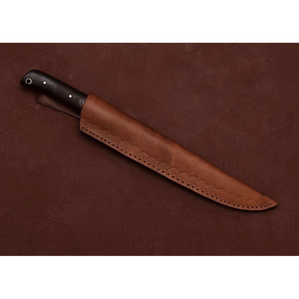 Custom Handmade Damascus Kitchen Knife 7 Inch Fillet Blade With Leather Sheath 3