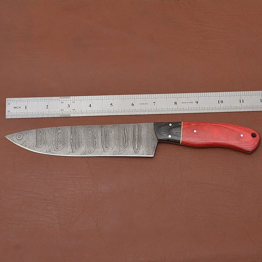 Razor Sharp Handmade Damascus Steel Fillet Knife Wooden Handle Leather Sheath 1