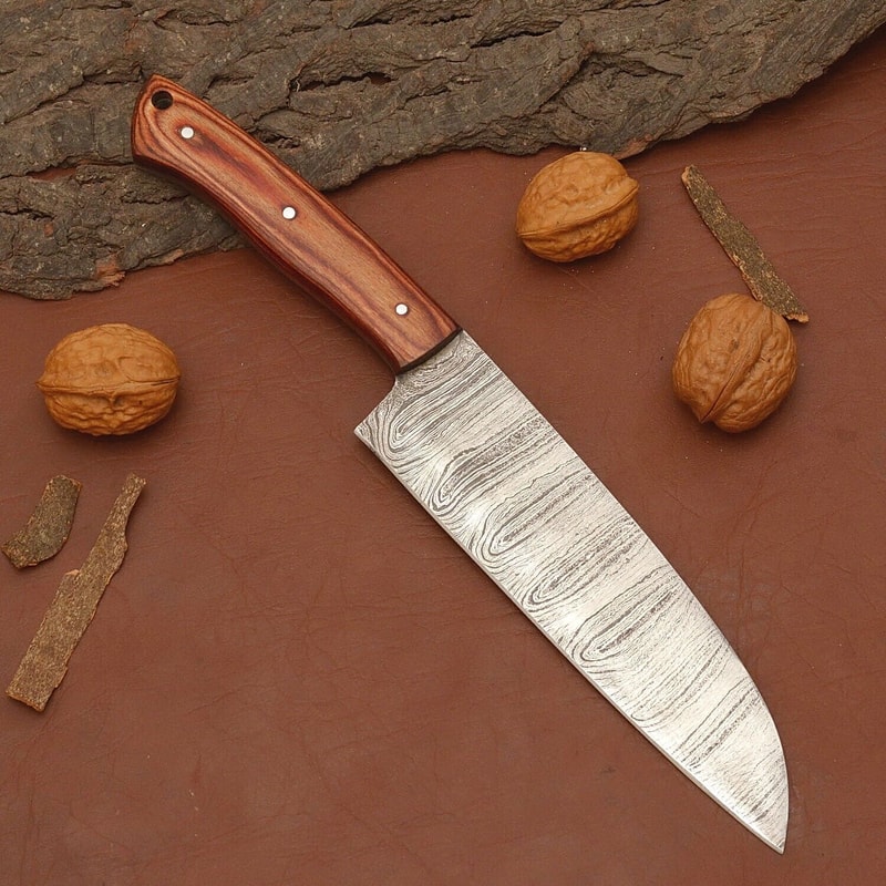 Custom Forged Damascus Steel Fillet Knife Professional Chef Knife With Leather Sheath 1