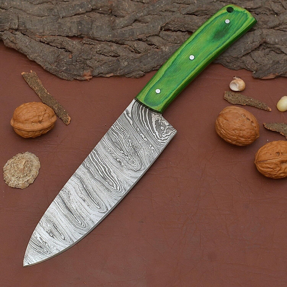 Razor Sharp Handmade Damascus Chef Fillet Knife Wood Handle Knife With Sheath 0