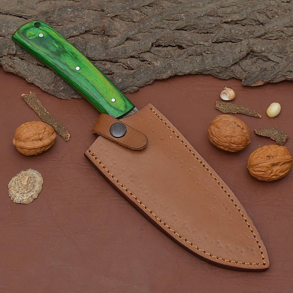 Razor Sharp Handmade Damascus Chef Fillet Knife Wood Handle Knife With Sheath 3