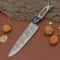 Custom Crafted Damascus Steel Chef Knife 7 Fillet Blade With Leather Sheath 0