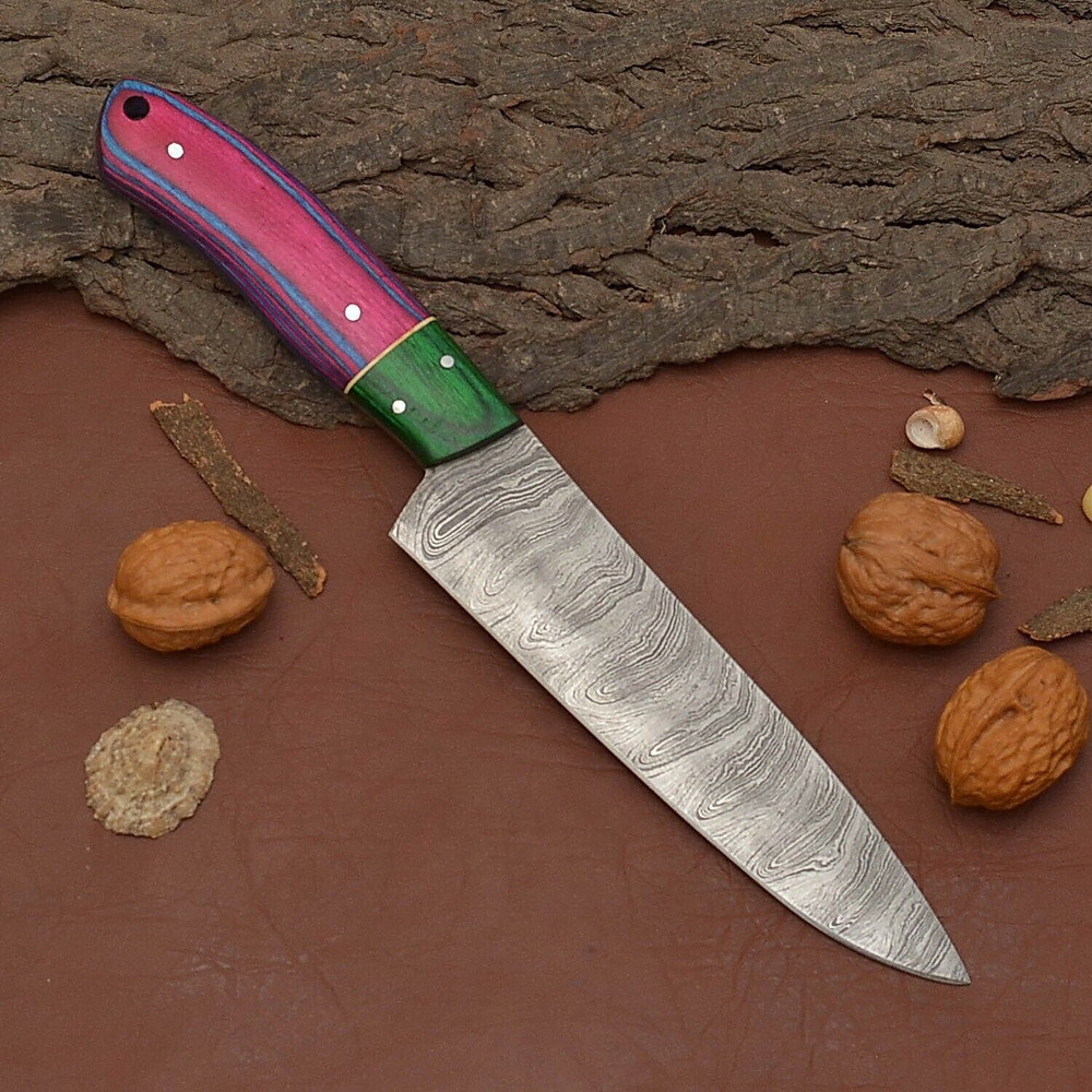 Handcrafted Damascus Steel Chef Knife  7 Inch Fillet Knife For Kitchen  Outdoor Tasks 0