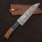 HandForged Damascus Steel Fillet Knife 12 Custom Chef Knife With Leather Sheath Wooden Handle 1