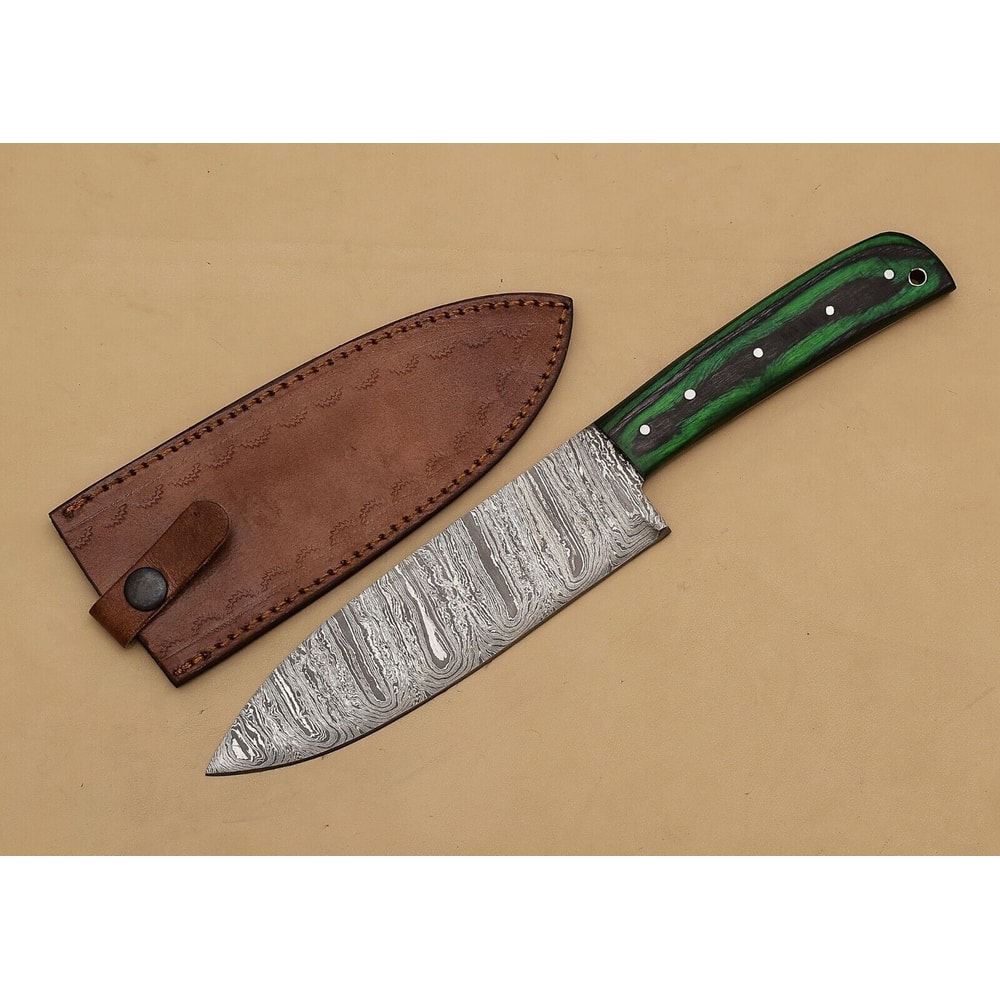 Premium Damascus Steel Kitchen Fillet Knife Handmade Chef Tool With Leather Sheath 2