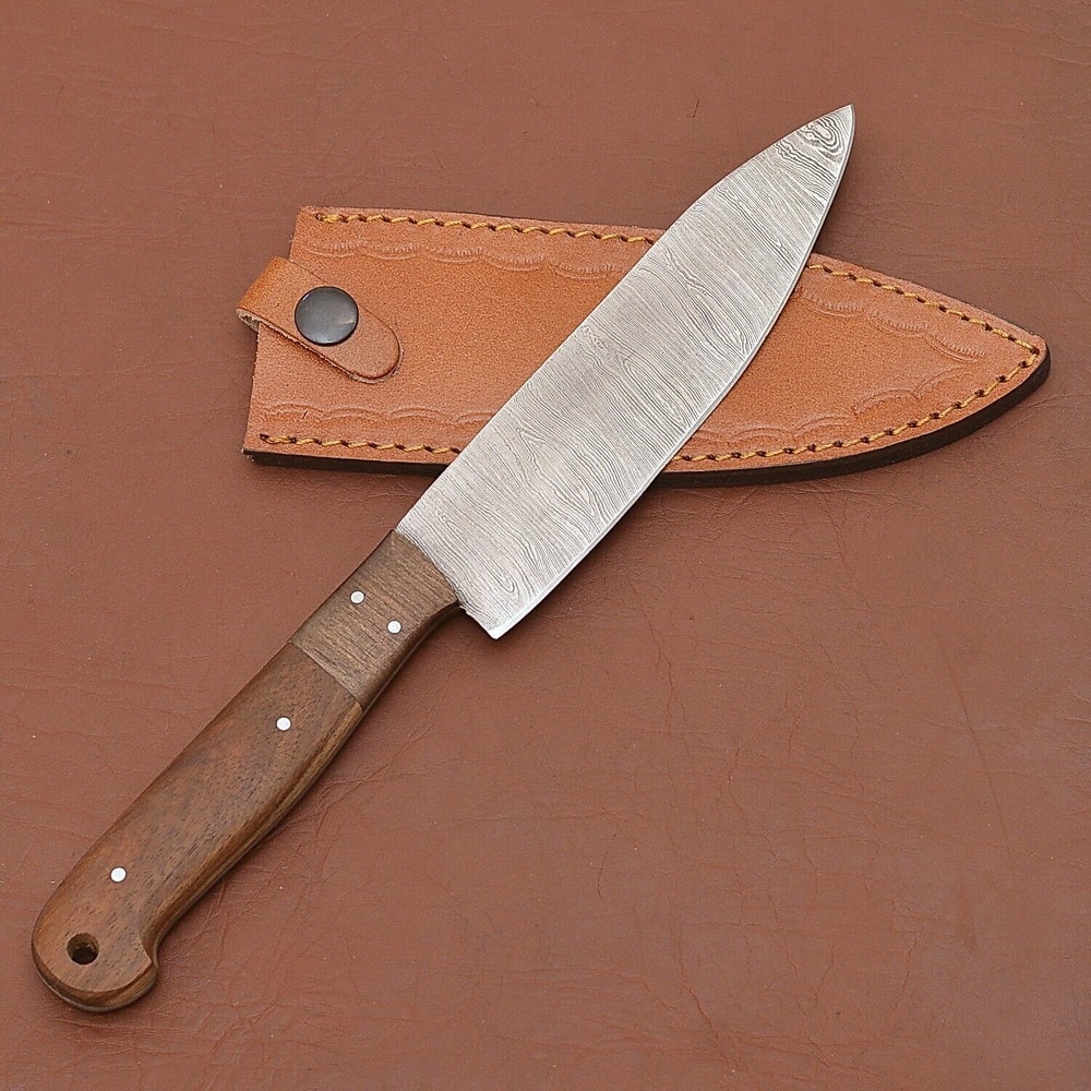 Damascus Steel Fillet Knife Professional Handmade Chef Knife With Leather Cover 1