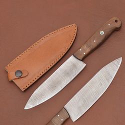 damascus steel fillet knife – professional handmade chef knife with leather cover