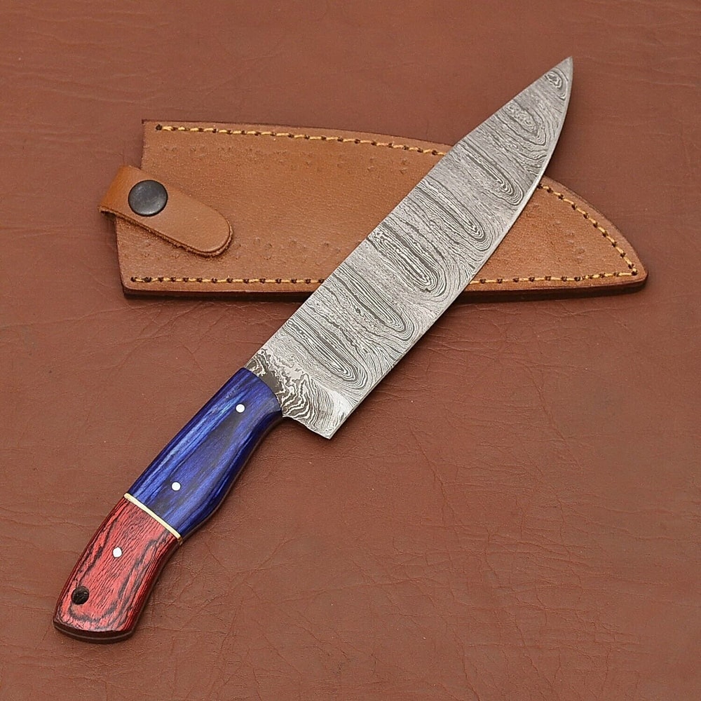 Precision Forged Damascus Steel Knife Professional Fillet Chef Knife With Leather Cover 3
