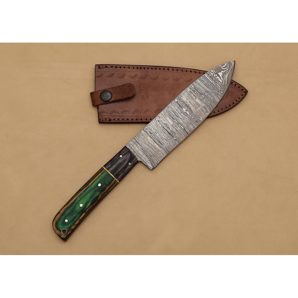 Handmade Damascus Master Chef Fillet Knife Stunning Pattern Blade Wooden Grip 1