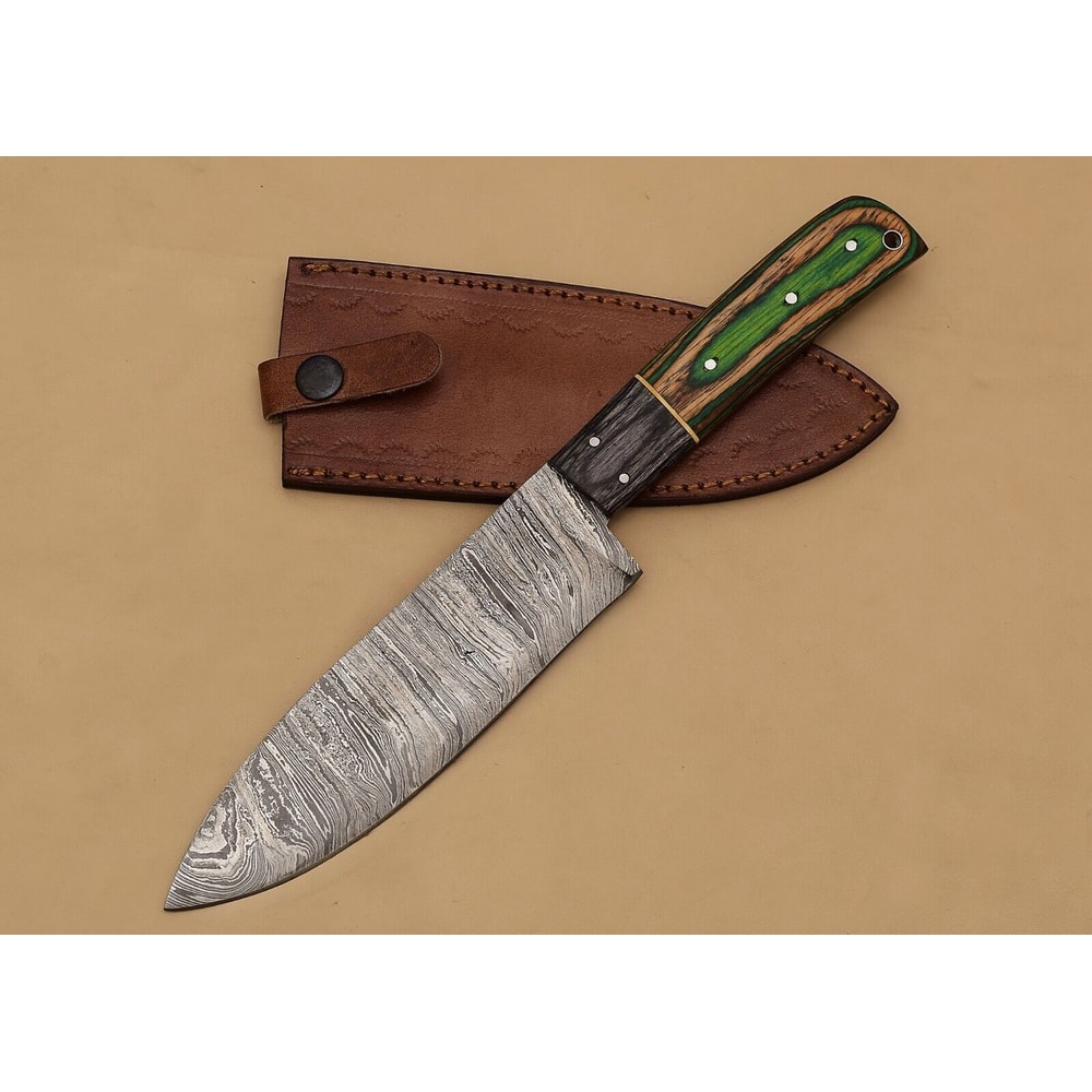 Handmade Damascus Master Chef Fillet Knife Stunning Pattern Blade Wooden Grip 0