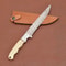 Custom Handmade Damascus Steel Chef Fillet Knife With Camel Bone Handle And Leather Sheath 2