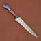 HandForged Damascus Steel Fillet Knife With Pakka Wood Handle Leather Sheath 1