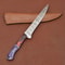 HandForged Damascus Steel Fillet Knife With Pakka Wood Handle Leather Sheath 3