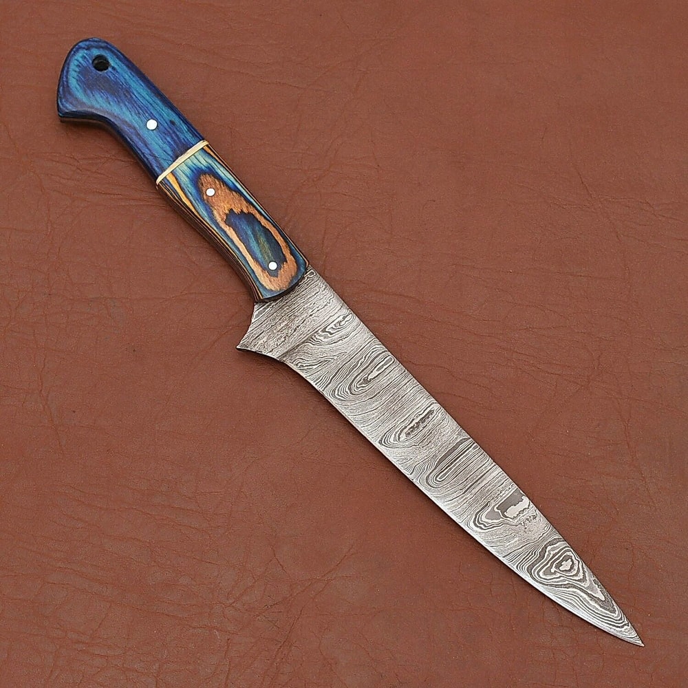 Professional Damascus Fillet Knife 12 Handmade Chef Knife With Leather Cover 1