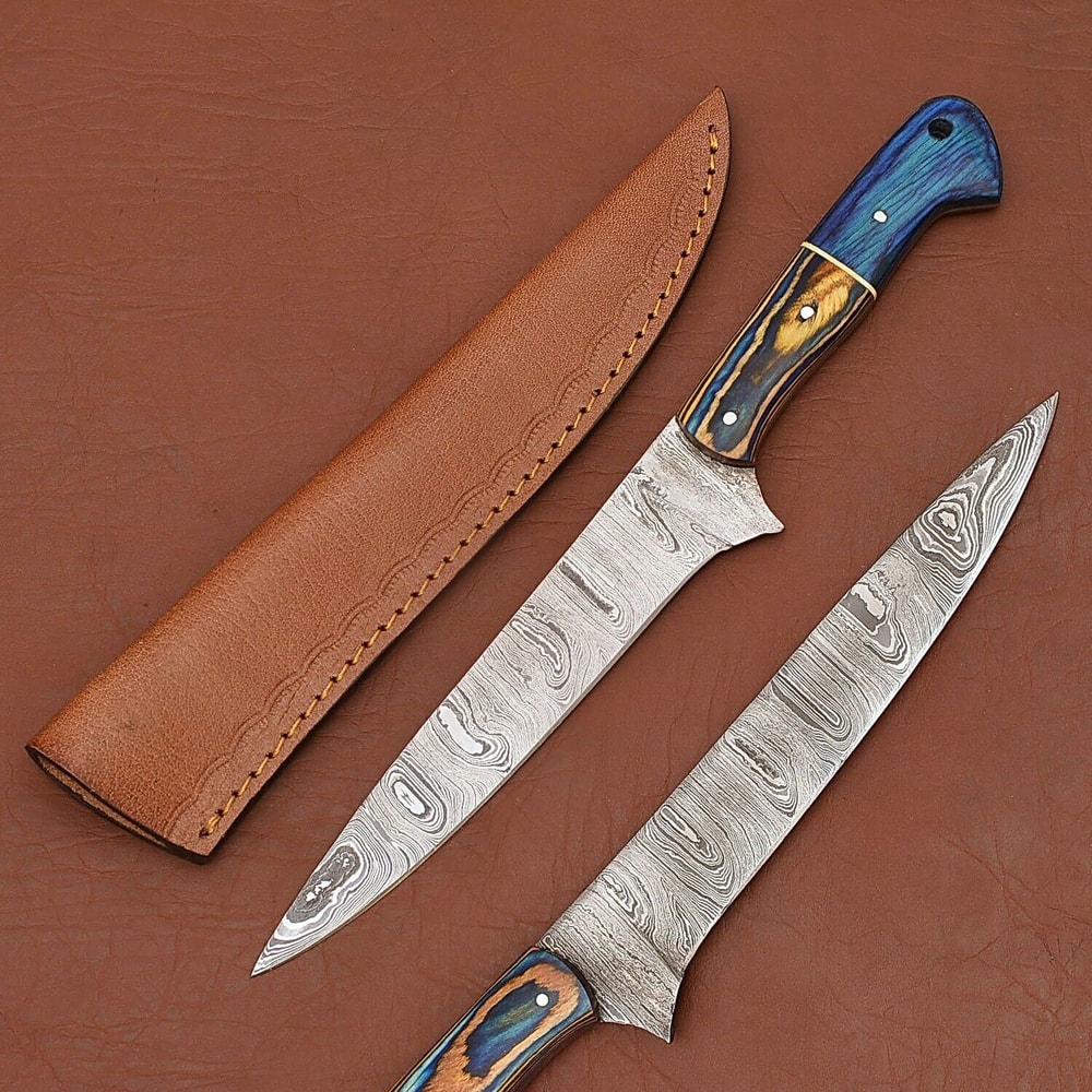 Professional Damascus Fillet Knife 12 Handmade Chef Knife With Leather Cover 0