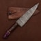 Handmade Damascus Chef Knife Outdoor Kitchen Fillet Blade With Leather Sheath 1