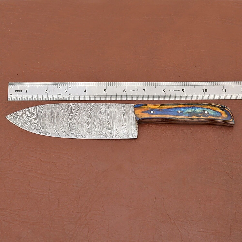 Luxury Damascus Steel Fillet Knife HandForged Blade With Polished Wood Handle 3