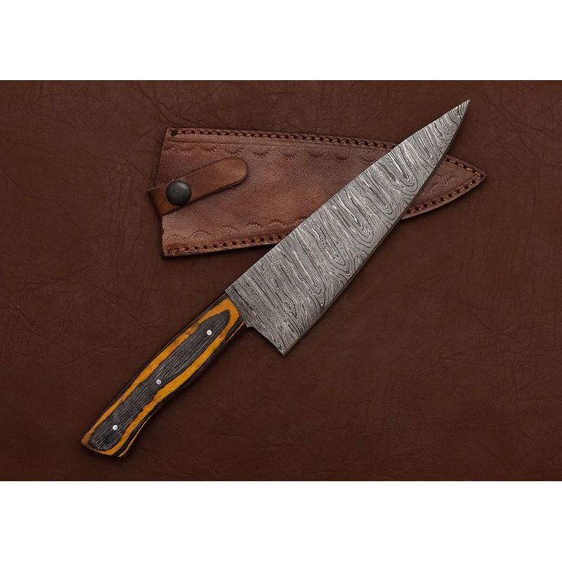 Master Crafted Damascus Fillet Knife Elegant Design With Wood Handle 1