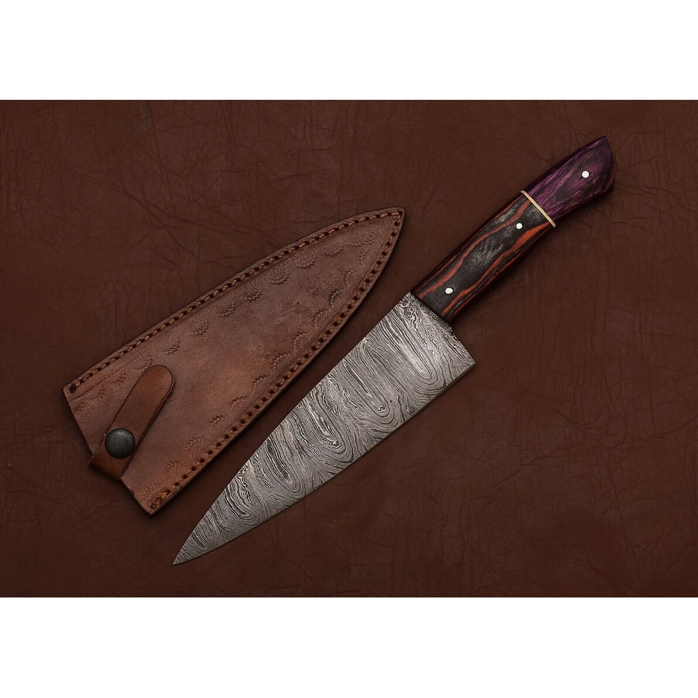 Custom Handmade Damascus Steel Knife Perfect For Kitchen Hunting Camping 0