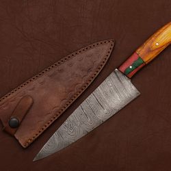 artisan-crafted damascus fillet knife – durable blade with stylish wood handle