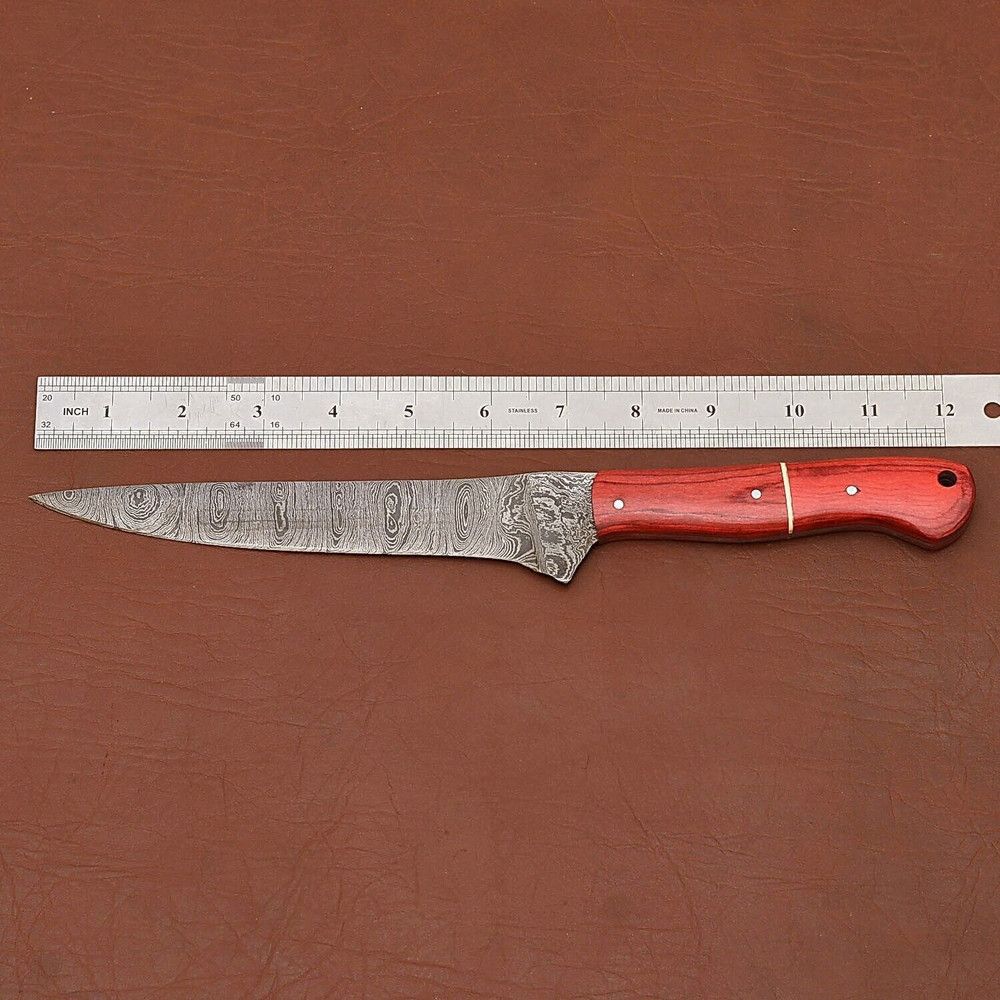 Classic Damascus Steel Chef Knife Handcrafted Blade With Wooden Handle 2