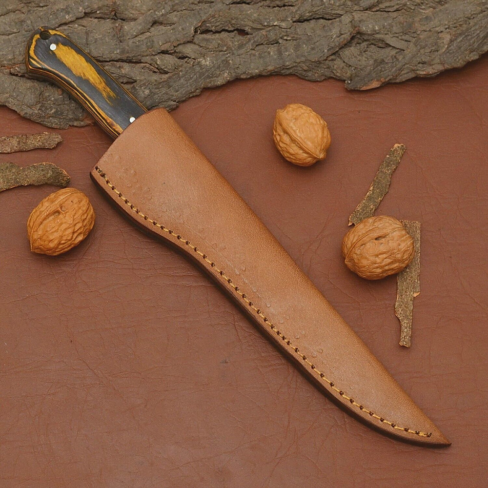 Premium Damascus Fillet Knife Custom Handmade 12 Blade With Leather Sheath 3