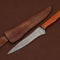 Damascus Elegance HandForged Chef Fillet Knife With Leather Sheath Wood Grip 2