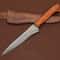 Damascus Elegance HandForged Chef Fillet Knife With Leather Sheath Wood Grip 0