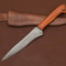 Damascus Elegance HandForged Chef Fillet Knife With Leather Sheath Wood Grip 0