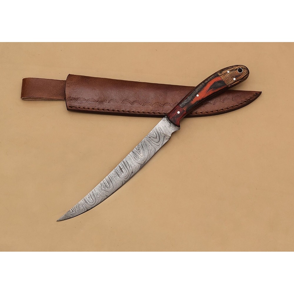 Custom Damascus Chef Knife Razor Sharp 7 Blade With Wood Grip 0