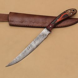 custom damascus chef knife – razor sharp 7" blade with wood grip