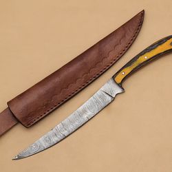damascus legend chef knife – handmade fillet blade with wood handle