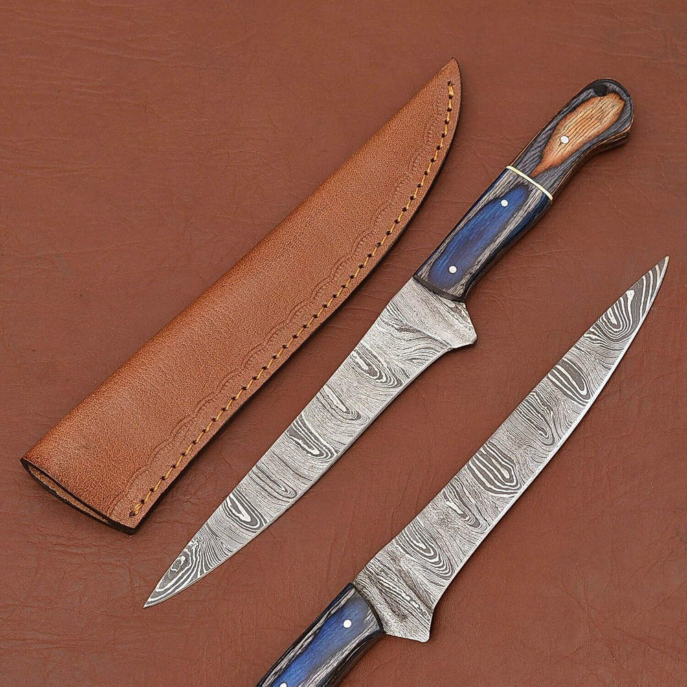 Damascus Drift HandForged Fillet Knife With Beautiful Wood Handle 0