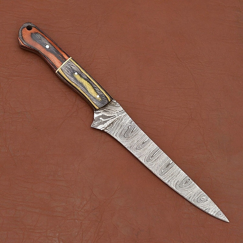 Damascus Legacy Chef Knife Razor Sharp Fillet Blade With Leather Case 1